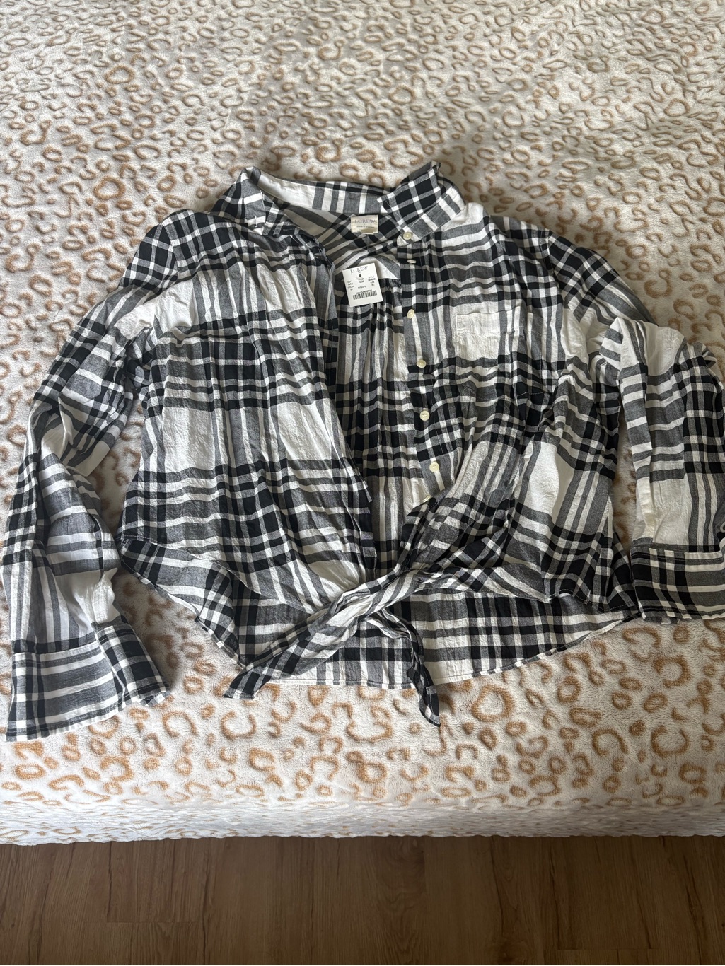 J. Crew Black And White Plaid Button-Down Shirt